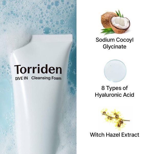 Пінка для обличчя зволожувальна Torriden DIVE-IN Low Molecular Hyaluronic Acid Cleansing Foam 150ml 2764143207 фото